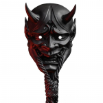 Resin-sealed Red Prajna Mask Latex mask for Halloween with red ghost face and strap Japanese-style Hannya mask Latex black black