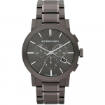 Burberry BU9354 Didelio languoto ra&scaron;to Pilka jonais dengto nerūdijančio plieno vyri&scaron;kas laikrodis 42mm juoda