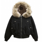 DRIPX Žieminiai paltai Kailinė apykaklė Parkas Paltai Vyrams Vintažiniai Storesni Fleece &Scaron;ilti paltai Gatvės stilius Harajuku Hip Hop Quilted paltai Vir&scaron;utinė apranga XL juoda