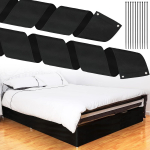 Blokatorius po lova gyvūnams 220 x 6 coliai su juodais zip rai&scaron;teliais, Blokatorius po sofa, Lovos barjeras &scaron;unims, katėms, gyvūnėliams, &scaron;uniukams, Baldų dugnui, Juodas juoda