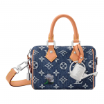LOUIS VUITTON Speedy Monogram Gėlių Džinsinis Pečių Krep&scaron;ys, Per Petį Ne&scaron;iojamas Krep&scaron;ys, Rankinė Vyri&scaron;ka Mėlyna M27557 One Size 1 gray