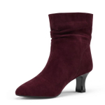 FOREADA Moteri&scaron;ki ankle boots, apvalus pir&scaron;tas, storas auk&scaron;tas kulnas, užtrauktukas, klostuoti trumpi batai, moteri&scaron;ki madingi batai, ruduo žiema 46 36 black