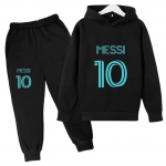 Futbolo Žvaigždė Messi Vaikų Hoodies Rinkinys Gatvės Mada Berniukams ir Mergaitėms Rudens Sportinis Megztinis + Sportinės Kelnės 2 Dalių Rinkinys Lauko 160 black