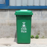 120L lauko &scaron;iuk&scaron;liadėžė su dangčiu ir ratukais, tvirtas 240L rū&scaron;iavimo konteineris, sutvirtintas plastikinis priekabos atliekų konteineris Thickened 240L with wheels, lid, trailer žalia