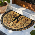 Kelti&scaron;ko Gyvybės Medžio Pusapvalis Durų Kilimėlis Vintažinis Pusapvalis Neslystantis Sveikinimo Grindų Kilimas Namų Įėjimo Verandos Dekoras 60x90cm-Felt