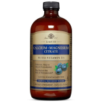 Solgar skystas kalcis, magnis, citrinos rūg&scaron;tis, vitaminas D3, natūralus mėlynių skonio 1 vnt. 473 ml