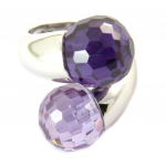 Bague Argent 'Toi & Moi' violet