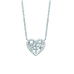 Les Tr&eacute;sors De Lily [L4610] - Collier Argent 'Love' blanc (arbre de vie) rhodi&eacute; - 12x13 mm