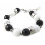 Altesse [M4122] - Bracelet Argent 'Mineralia' agate noire et blanche