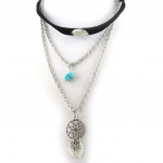 Les Tr&eacute;sors De Lily [N0976] - Collier sautoir 'Navajos' turquoise argent&eacute; juoda