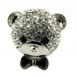 Les Tr&eacute;sors De Lily [P8128] - Broche pin's 'Teddy' noir blanc argent&eacute; - 15x15 mm balta