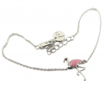 7bis [P8239] - Bracelet artisanal 'Flamant Rose' rose argent&eacute; - 18x10 mm ry&scaron;kiai rožinė