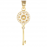 Les Tr&eacute;sors De Lily [Q2688] - Pendentif plaqu&eacute; or 'Cl&eacute; des Possibles' blanc dor&eacute; - 22x8 mm balta