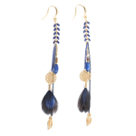 Les Tr&eacute;sors De Lily [Q4966] - Boucles cr&eacute;ateur 'Boho' bleu dor&eacute; - 11x1. 5 cm mėlyna