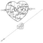 Les Tr&eacute;sors De Lily [Q9394] - Bracelet Argent artisanal 'Love' argent&eacute; (rhodi&eacute;) - 26x25 mm (I love you)