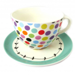 Les Tr&eacute;sors De Lily [N8500] - Tasse + soucoupe 'Vintage Design' pois multicolore - tasse 11x7 cm