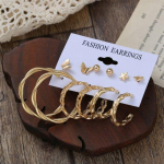 17 km Retro drugelio lanko auskarų rinkinys moterims Geometrirc Pearl Hoop auskarai Brincos 2021 m. tendencijų papuo&scaron;alų dovana