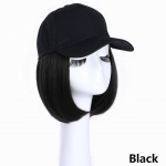 Moteri&scaron;kas sintetinis beisbolo kepuraitės plaukų perukas Trumpi tiesūs perukai, skirti moterims kasdieniniam vakarėliui, juodai rudi, reguliuojamas perukas, natūraliai prijungtas juoda