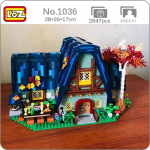 LOZ 1036 Pasaulio architektūra Mi&scaron;ko dvasios namas vila Namų medžio vakarėlio modelis Mini kaladėlės, statybinis žaislas be dėžutės