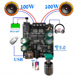100 W Bluetooth 5.0 skaitmeninis galios stiprintuvas AUX garsiakalbis 2.0 CH stereofoninis namų muzikos belaidis modulis garso AMP juoda