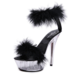 Moteri&scaron;ki auk&scaron;takulniai &bdquo;stiletto&ldquo; seksualūs juodi, vandeniui atspari platforma &bdquo;Hate The Sky High&ldquo; kailiniai sandalai, moteri&scaron;ki, vasaros 330 serija, 15 cm kulnas, 5 cm platforma i&scaron; LFD 40 juoda