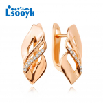 LSOOYH Clip Auskarai Rožinio aukso spalvos Madingi auskarai moterims Geometriniai kubiniai cirkonio auskarai, papuo&scaron;alai A