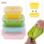 4 vnt. 350 / 500 / 800 / 1200 ml silikoninės ne&scaron;iojamos stačiakampės i&scaron;plečiamos sulankstomos pietų dėžutės Bento dėžutės su silikoniniu sandarinimo kam&scaron;čiu - 40 - 230 Celsijaus laipsnių