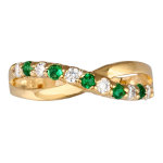 Bague Plaqu&eacute; Or 'Sissi' vert blanc dor&eacute; - 4 mm