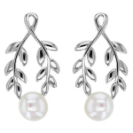 Les Tr&eacute;sors De Lily [R5013] - Boucles artisanales Argent 'Epi de bl&eacute;' blanc argent&eacute; (rhodi&eacute;) - 19x10 mm