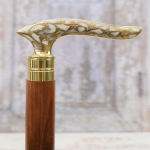 Antikvarinė žalvarinė lazda, prabangi lazda, graži žalvarinė sidabrinė