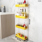 2/3/4 pakopų plonas laikymo krep&scaron;elis virtuvės vonios kambarys tvarkyklės lentyna mobilios lentynos, susukamas vežimėlis su ratukais, kilnojamas tarpas 38.5*12*105.5cm geltona
