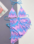 Vienspalvis moteri&scaron;kas maudymosi kostiumėlis, kaklarai&scaron;tis, seksualus nugaros kaklarai&scaron;tis, trijų dalių rinkinys, bikini paplūdimio apranga, maudymosi kostiumėliai S rožinė