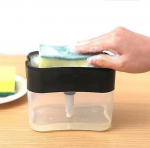 Ne&scaron;iojamas ploviklio dozatoriaus rinkinys virtuvei, indų ploviklio dėžutė su kempinės laikikliu, rankiniu būdu spaudžiami skysčio dozavimo įrankiai pilka