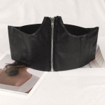 Juodas korsetas platus diržas Pu odinis liekninantis kūno diržas moterims, elastingas auk&scaron;tu juosmeniu One Size juoda