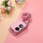 Kortelės ki&scaron;eninė piniginė Odinis telefono dėklas, skirtas Huawei P50 Pocket Full Protection Telefono dirželio dizainas Madingas dangtelis Fundas for P50 Pocket rožinė