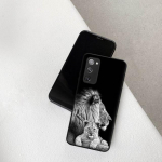 Juodas silikoninis super liūto ra&scaron;to telefono dėklas, skirtas Samsung Note 20 Ultra 10 9 8 Galaxy S20 Fe S21 S22 5g S10 Plus matinis mink&scaron;tas dangtelis for Samsung S10