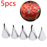 Lapai Antgaliai Nerūdijančio plieno Apledijimo Vamzdeliai Antgalių Patarimai Konditeriniai Patarimai Fondantui Tortų Kepimui Dekoravimo Įrankių Rinkinys 5 vnt. 5PCS1