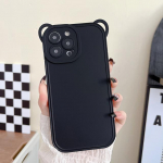 Mielas lokio ausų matinis skysto silikono telefono dėklas iPhone 13 12 11 14 Pro Max Xs X 7 8 Plus animacinis dangtelis, kameros objektyvo apsauga For iPhone XS Max