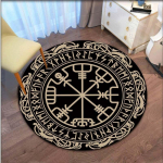 Viking Vegvisir Aegishjalmur Rune apvalus kiliminis kilimėlis miegamajam svetainės grindų kilimėliui, didelis dekoratyvinis neslystantis kilimėlis 150cm