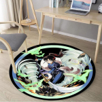 3D spausdinimas Hanyou No Yashahime kilimų ra&scaron;tas Apvalus kilimas Namų dekoras Neslystantis apvalios zonos kilimėlis miegamojo kėdės kilimėliui 60cm