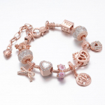 Auksinė rožinė &scaron;irdies gyvybės medžio žavesio apyrankė moterims ir vaikams i&scaron; lapų karoliukų papuo&scaron;alai originalios vakarėlio dovanos 17cm auksas