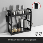 Daugiafunkcinė virtuvės prieskonių lentyna, buitinės virtuvės reikmenys, ant grindų montuojamas peilių laikiklis, laikymo lentyna, du auk&scaron;tai ant žemės