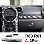 3 vnt. MINI ONE Cooper S JCW R60 Countryman R61 Automobilio prietaisų skydelio dekoratyvinė apsauginė juosta Interjero modifikacija Black White Check-A