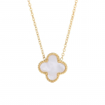 Keturių lapų žolės titano plieno karoliai moterims su dvipuse neblunkančia raktikaulio grandine