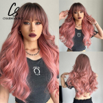 Rudi ilgų bangų sintetiniai perukai su kirpčiukais CharmSource Ombre Brown Daily Lolita Naudojamas Cosplay natūralus kar&scaron;čiui atsparus pluo&scaron;tas
