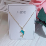 Paprastas ir suasmenintas katės akies akmuo Mažo delfino karoliai, miela moterų minia, populiari apykaklės grandinėlė, universalūs papuo&scaron;alai