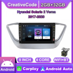 8 colių Wifi 2Din Android automobilio radijo multimedijos vaizdo grotuvas skirtas Hyundai Solaris 2 Verna 2017-2020 su mygtuko rankenėle Carplay GPS 2+32GB