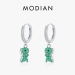 Modian 925 Sterling Sidabriniai gyvūnai Mieli Dinozaurų Swing Drop Auskarai Madingi Skaidrūs CZ Kabanti ausys Moterims Dailūs papuo&scaron;alai sidabras