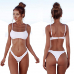 Naujas solidus seksualus bikinio rinkinys Moteri&scaron;kas maudymosi kostiumėlis Madingas maudymosi kostiumėlis dviejų dalių maudymosi kostiumėlis Moteri&scaron;kas Biquini Plus Size XL rinkiniai S balta