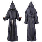 Vienuolio chalatas Viduramžių vienuolis vienuolis kunigas su gobtuvu apsiaustas Helovino tunika su gobtuvu uniforma Vienuolio kostiumas Cosplay kostiumas L